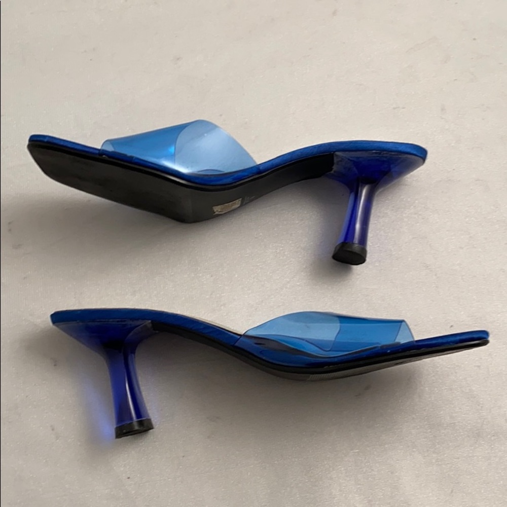 Spring Bright Blue Lucite Block Heels Size 40 - image 5